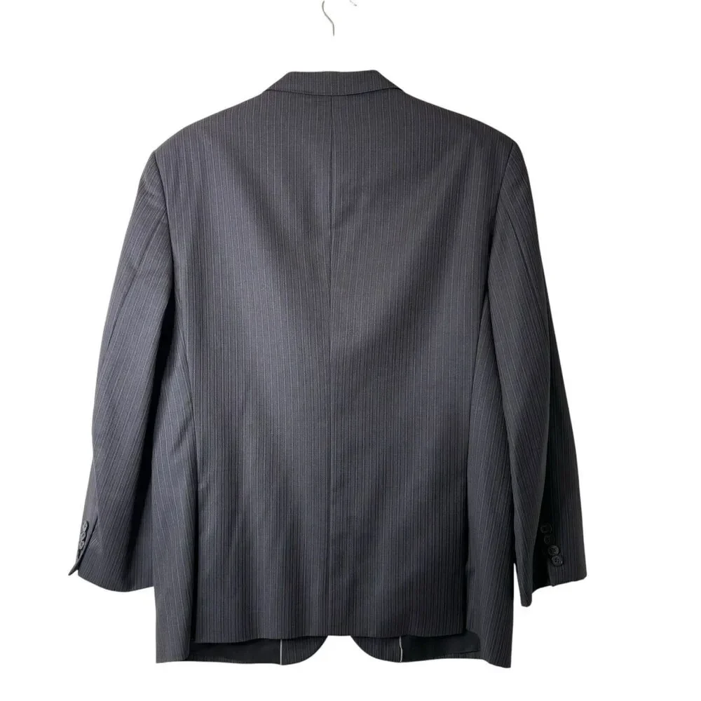 Saks Fifth Avenue Ermenegildo Zegna Mens Blazer 42S Grey Wool Sport Coat Stripe